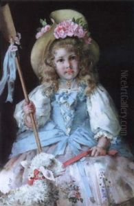 Portrait Of A Young Shepherdess With Her Lamb