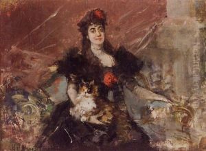 Seated Lady With Her Tabby / A Portrait Study by Harry Humphrey Moore