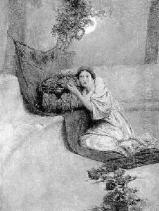 Haremsdame Auf Einem Roten Tuch by Harry Humphrey Moore