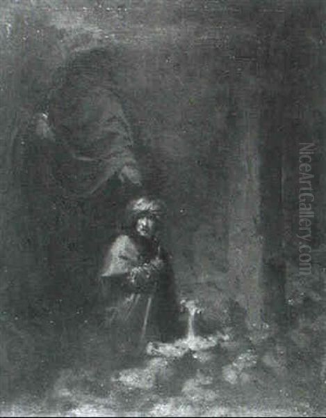 Man With Bags Of Gold Visited By Spectre - view 1