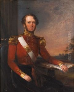 19th Century British Army Officer Portrait (+ 19th Century Portrait Of A Lady; 2 Works) by William Moore