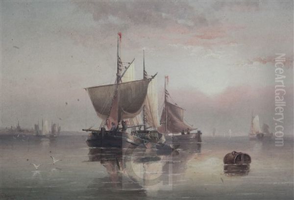 Sail Barges On A Calm Sea - view 1