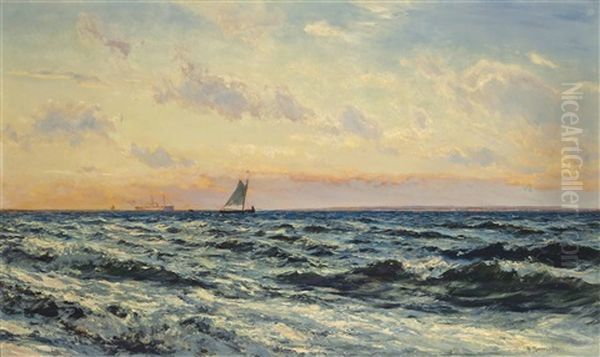 A Liner Entering The Solent At Sunset - view 1
