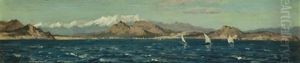 The Gulf Of Rosas With Cape Entrada On The Left And Cape Begin On The Right, The Pyrenees In The Distance by Henry Moore