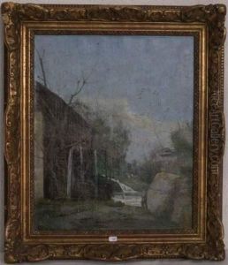 Pecheur Dans Unpaysage by Henri Bidault