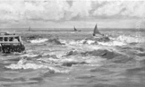 Southwold Fishing Boats Off Walberswick Pier