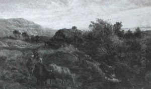 Cattle In A Highland Landscape At Sunset Cattle In A Highland Landscape At Sunset