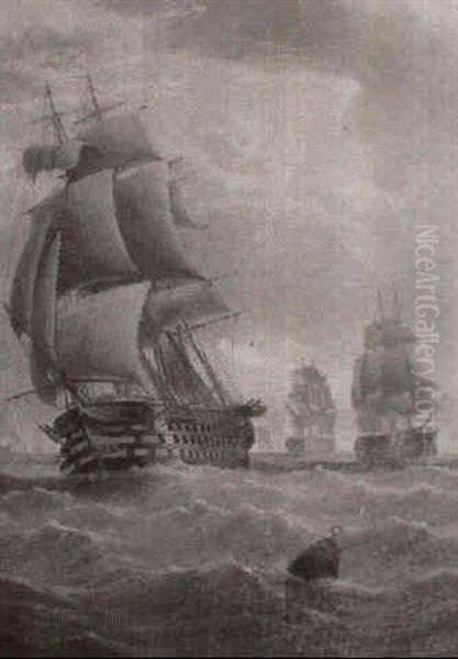 Men-o'-war At Sea, Probably Off Spithead - view 1