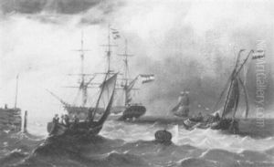 Dutch Shipping Off A Jetty