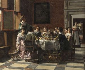 Scene De Fete Ou Reunion De Famille