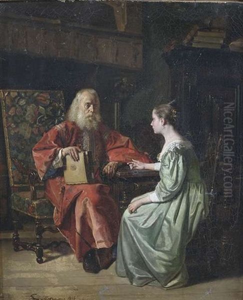 Vaterliche Ermahnung Im Historischen Interieur - view 1