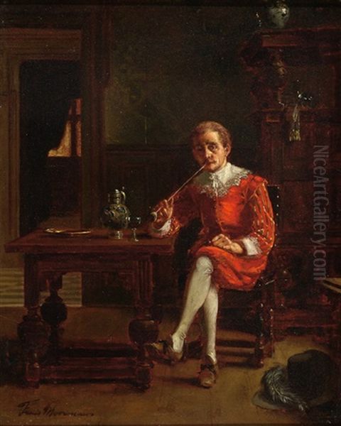 17th Century Interior With A Gentleman Smoking A Pipe - view 1