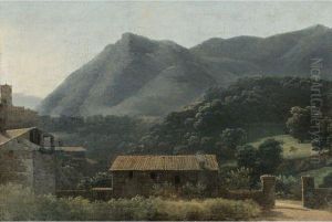 An Italianate Landscape With A Hillside Village by Jean-Joseph-Xavier Bidauld