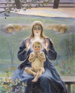 Maria Mit Kind In Landschaft by Joseph von Moos