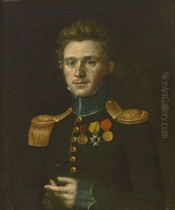 Portrait Eines Jungen Mannes In Ordensegeschmuckter Uniform by Wendelin Moosbrugger