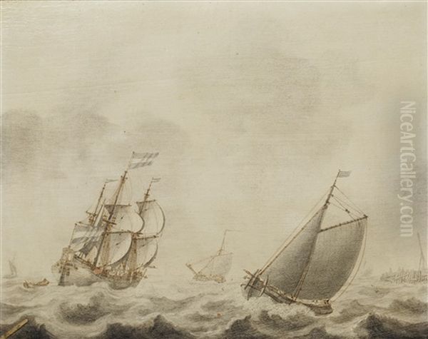 Vessels In A Harbour Entrance - view 1