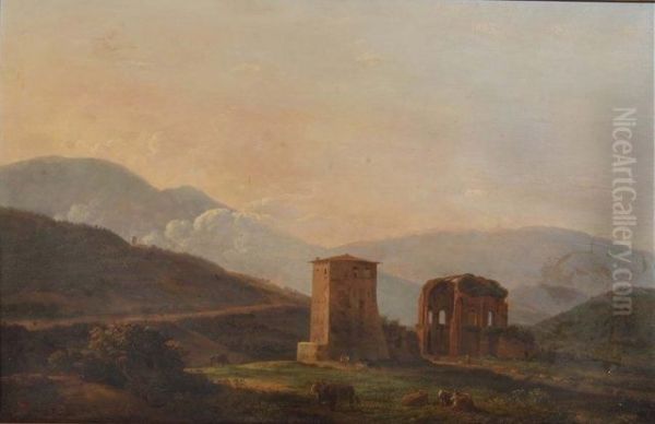Landscape With Ruins And Cattle - view 1