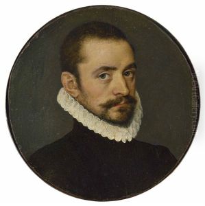 Portrait Of A Gentleman, Bust-length, In A Black Doublet And White Ruff by Antonis Mor Van Dashorst