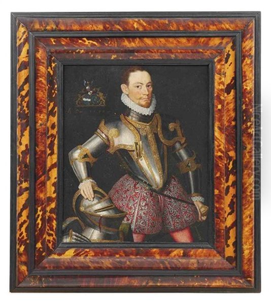 Portrait Of A Gentleman In Armour, His Right Hand Resting On A Helmet - view 1