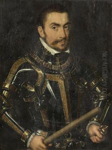 Portrait Eines Edelmannes In Rustung by Antonis Mor Van Dashorst