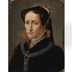 Portrait Of Mary I Of England by Antonis Mor Van Dashorst