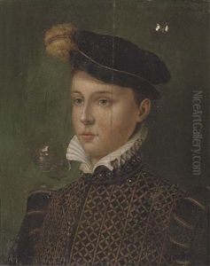 Portrait Of A Boy In A Black Plumed Cap And A Gold Embroidered Black Doublet Portrait Of A Boy In A Black Plumed Cap And A Gold Embroidered Black Doublet