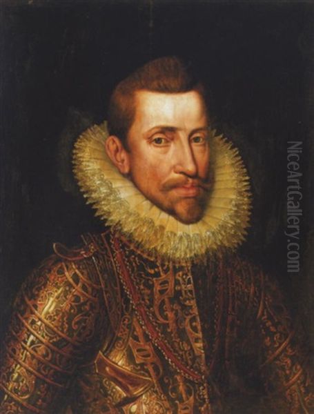 Portrait Of Philip Ii Of Spain Wearing An Elaborate Ceremonial Armour And A Ruff - view 1