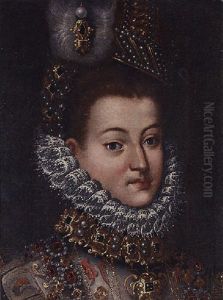 Portrait Of A Lady In An Elaborate Jewelled Costume And Headress