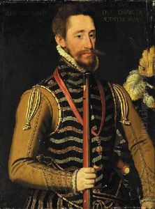 Portrait Of Philip Iii Von Croy, Duke Of Aarschot In A Black Embroidered Doublet And A White Ruff, Wearing The Order Of The Golden Fleece by Antonis Mor Van Dashorst