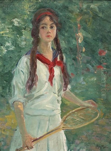 Young Girl Holding A Tennis Racquet - view 1