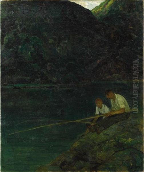 Boys Fishing In Litchfield Hills - view 1