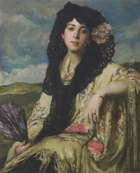 A Young Beauty With Fan - view 1