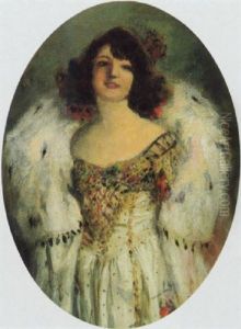 Portrait Einer Dame Mit Boa by Francis Luis Mora