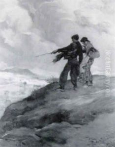 Young Gypsy Couple Surveying Windswept Valley