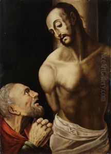 Le Christ A La Colonne Avec Un Donateur Le Christ A La Colonne Avec Un Donateur
