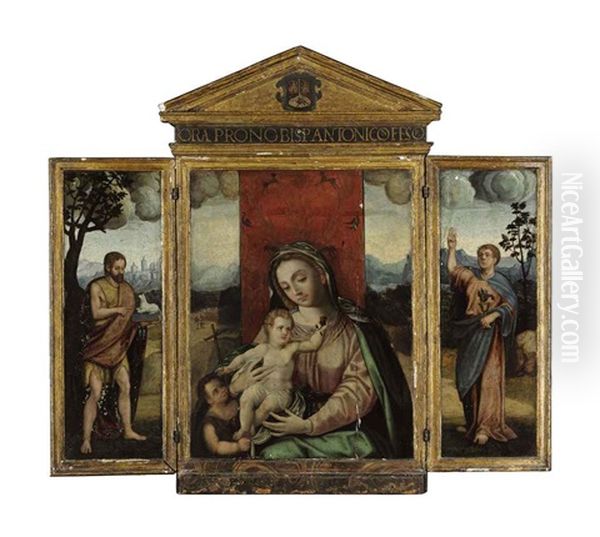 The Virgin And Child With The Young Saint John The Baptist (triptych) - view 1