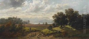 Hirte Mit Schafherde Am Ostufer Des Starnberger Sees Hirte Mit Schafherde Am Ostufer Des Starnberger Sees