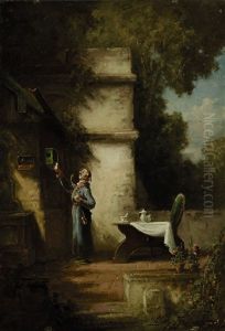 Der Vogelfreund Auf Der Terrasse by Willy Moralt
