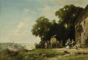 Ankunft Der Postkutsche by Willy Moralt