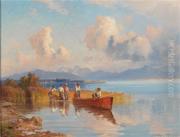 Fisherman On Lake Chiemsee - view 1
