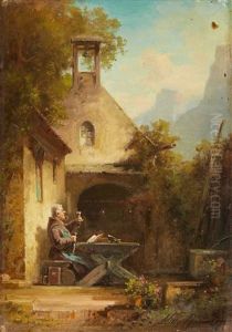 Monk With A Glass Of Wine by Willy Moralt