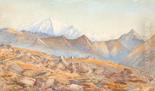 An Encampment By A Mountain Range - view 1