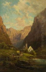 Postkutsche Im Gebirgstal by Willy Moralt