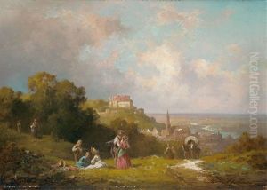 In Der Guten Alten Zeit. Blick Auf Landshut In Niederbayern