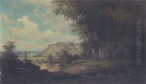 Betende Madchen Vor Einer Waldkapelle Betende Madchen Vor Einer Waldkapelle