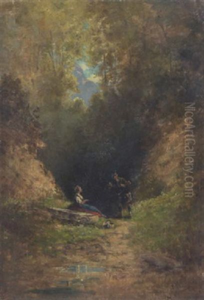 Dirndl Und Jagerbursche Am Waldquell - view 1