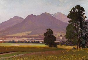 Das Sommerliche Isartal Mit Lenggries Und Der Benediktenwand Im Hintergrund Das Sommerliche Isartal Mit Lenggries Und Der Benediktenwand Im Hintergrund
