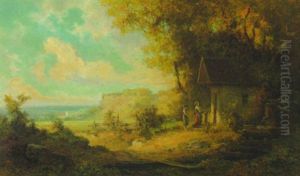 An Der Waldkapelle Stehen Zwei Madchen Im Gebet