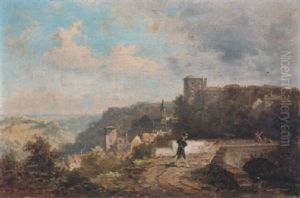 Soldat Und Wandersleute Vor Einer Stadt by Willy Moralt