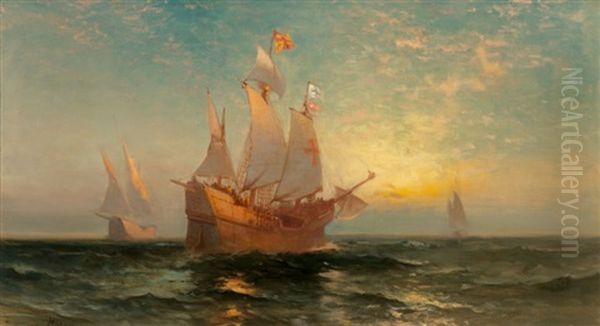 Galleon At Sunset - view 1